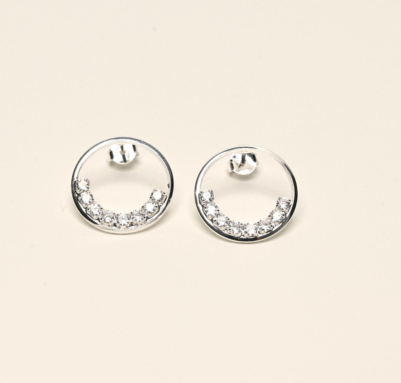 Brinco Oval Zircônia - Prata 925