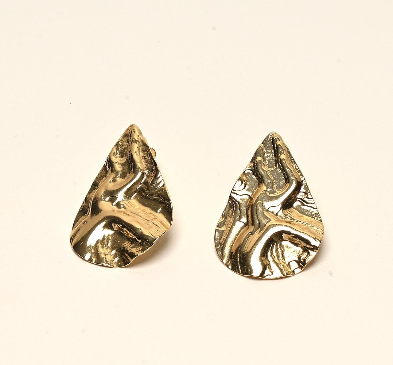 Brinco Ondulado Gota Ouro 18k
